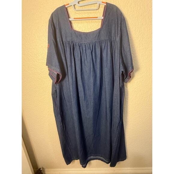 Capistrano Denim Embroidered 5X Patio Lounge Lace-up Dress Pockets Casual - Picture 7 of 10